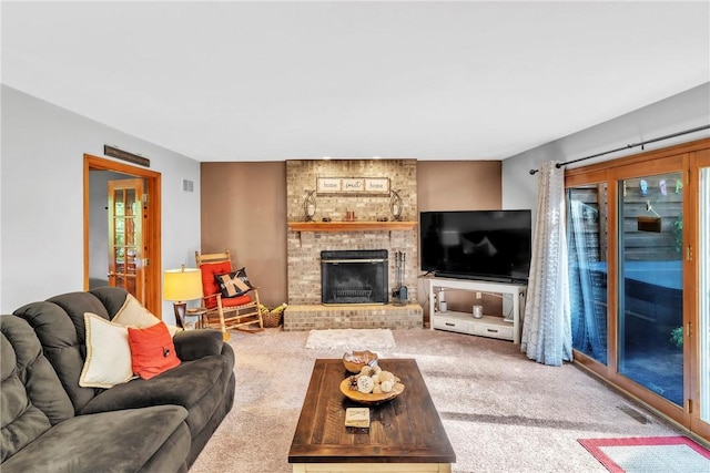 139 Village Dr, Cranberry Twp, PA 16066 - carpeted living area featuring a fireplace