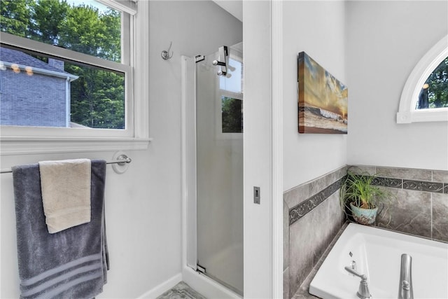139 Village Dr, Cranberry Twp, PA 16066 - bathroom featuring a stall shower and a garden tub