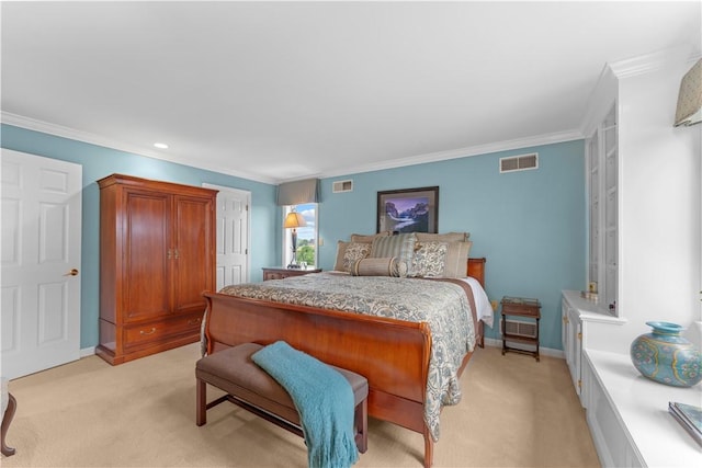 1055 Saint Mellion Dr, Collier Twp, PA 15142 - bedroom featuring light carpet, crown molding, and recessed lighting