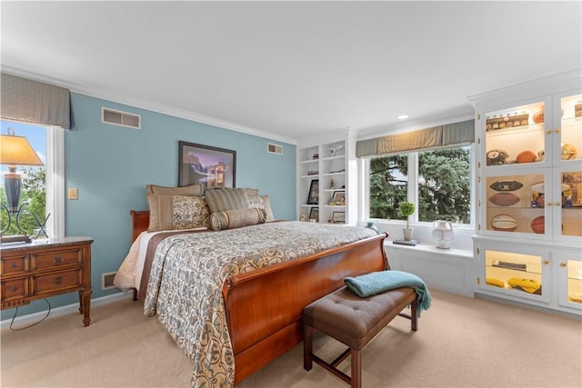 1055 Saint Mellion Dr, Collier Twp, PA 15142 - bedroom featuring light colored carpet, multiple windows, and crown molding