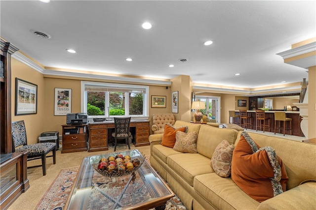 1055 Saint Mellion Dr, Collier Twp, PA 15142 - carpeted living area featuring recessed lighting and an office area