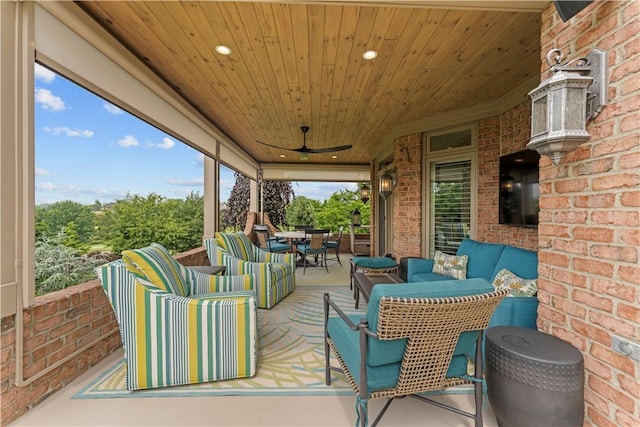 1055 Saint Mellion Dr, Collier Twp, PA 15142 - wooden deck featuring outdoor dining space, ceiling fan, and an outdoor hangout area