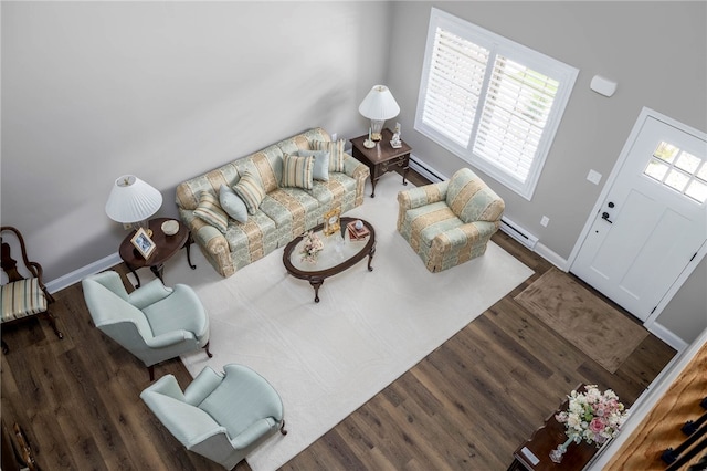 402 Chambers Dr, Canton Twp, PA 15301 - living room featuring a baseboard radiator and wood finished floors