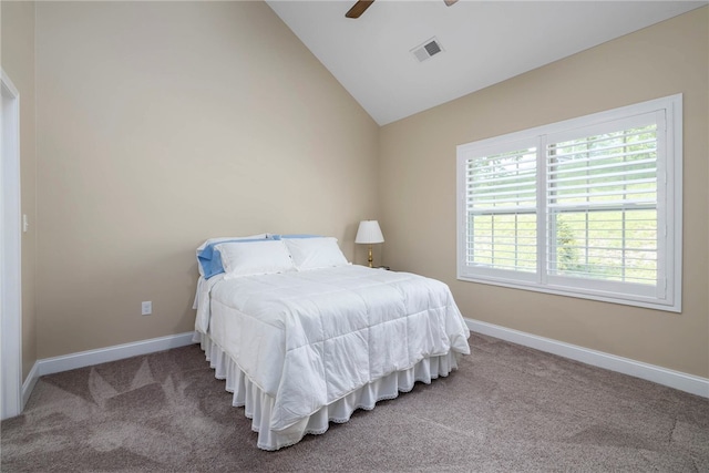 402 Chambers Dr, Canton Twp, PA 15301 - bedroom with vaulted ceiling, carpet floors, and a ceiling fan