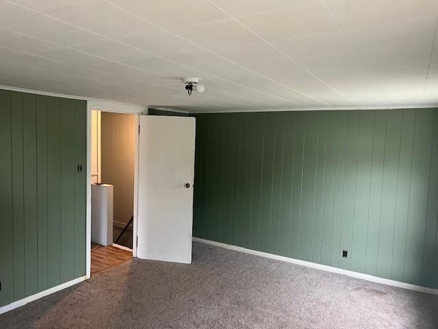 43 N 10th St, Sharpsville, PA 16150 - empty room featuring carpet flooring and wooden walls