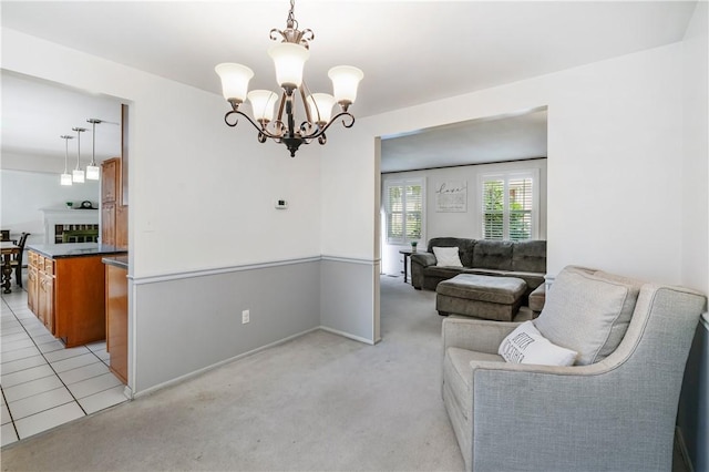 126 Penn Lear Dr, Monroeville, PA 15146 - living area with a chandelier and light carpet