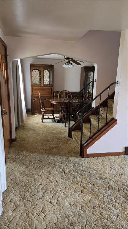 1016 Dallett Rd, Whitehall, PA 15227 - carpeted dining area featuring ceiling fan