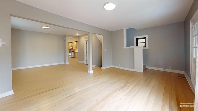 5445 Covode Pl, Squirrel Hill, PA 15217 - unfurnished living room featuring light wood finished floors and recessed lighting