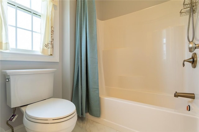 203 Ironwood Ct, Peters Twp, PA 15367 - full bathroom featuring shower / tub combo with curtain and marble look tiles