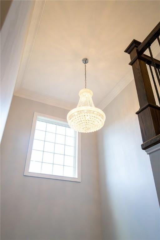 203 Ironwood Ct, Peters Twp, PA 15367 - detailed view of crown molding and a chandelier
