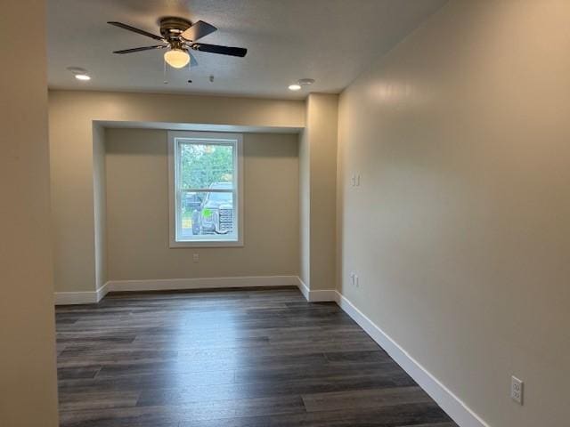 3273 Brodhead Rd Unit D, Center Twp Bea, PA 15001 - empty room with dark wood-style flooring, ceiling fan, and recessed lighting