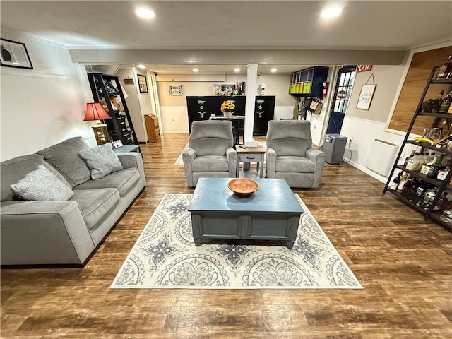 84 Williamson Rd, Hempfield Twp Mer, PA 16125 - living room with wood finished floors, crown molding, and wainscoting