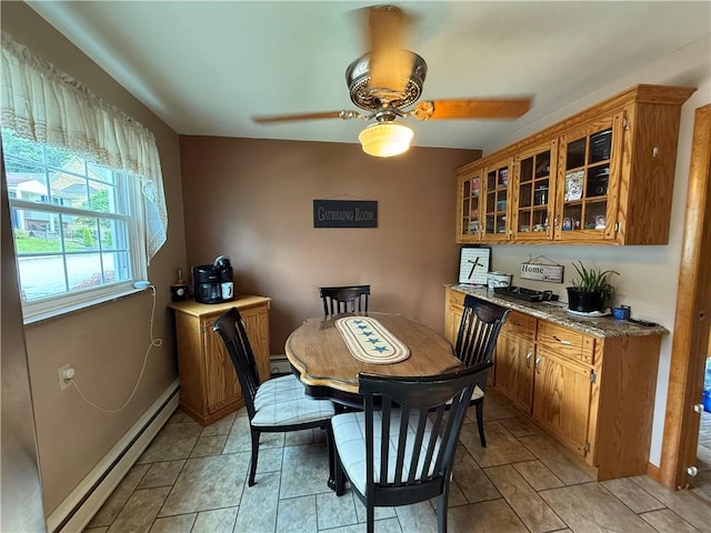 570 Hancock St, Cherryhll Twp/Clymer, PA 15728 - dining area featuring a baseboard radiator and ceiling fan