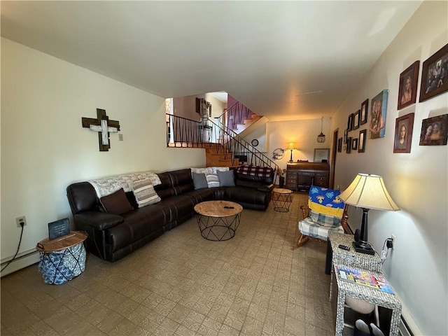 570 Hancock St, Cherryhll Twp/Clymer, PA 15728 - living area featuring stairs and a baseboard radiator