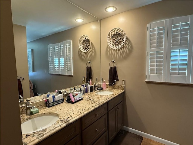 570 Hancock St, Cherryhll Twp/Clymer, PA 15728 - full bath with double vanity, recessed lighting, and wood finished floors