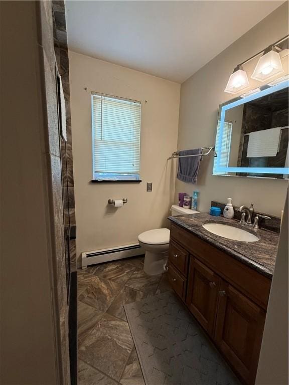 570 Hancock St, Cherryhll Twp/Clymer, PA 15728 - bathroom featuring a baseboard radiator, vanity, and a shower