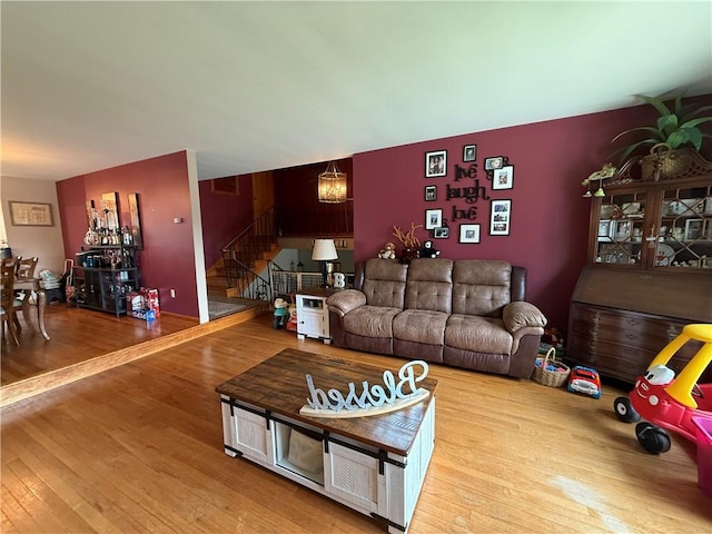 570 Hancock St, Cherryhll Twp/Clymer, PA 15728 - living room with hardwood / wood-style flooring and stairway