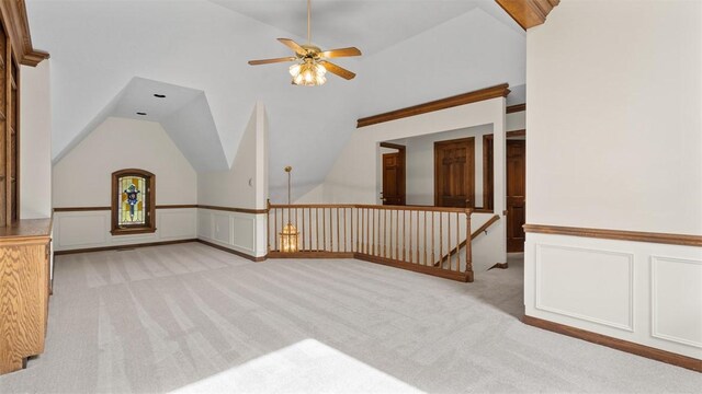 105 Bristol Sq, Ohara, PA 15238 - bonus room with vaulted ceiling, carpet, a ceiling fan, and a wainscoted wall