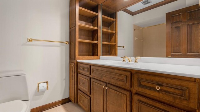 105 Bristol Sq, Ohara, PA 15238 - full bath featuring vanity, ornamental molding, and tile patterned flooring