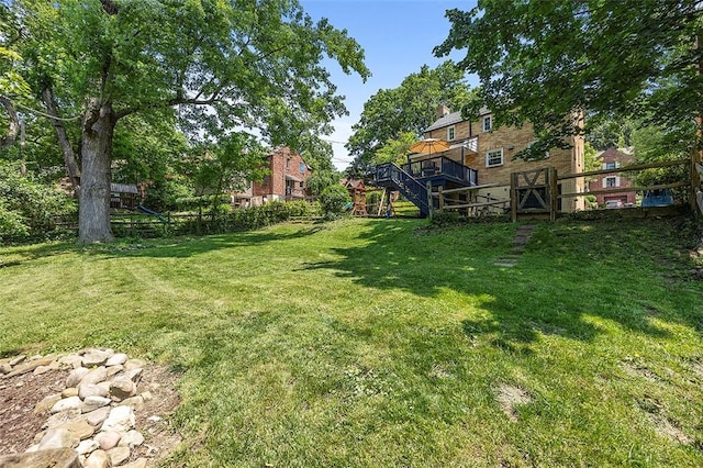 304 Fieldbrook Dr, Mt Lebanon, PA 15228 - view of yard with stairway and a deck
