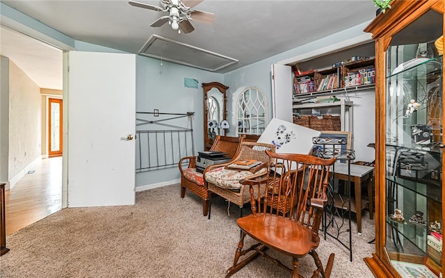 116 Parkfel Ave, Mccandless, PA 15237 - sitting room with attic access, a ceiling fan, and carpet flooring