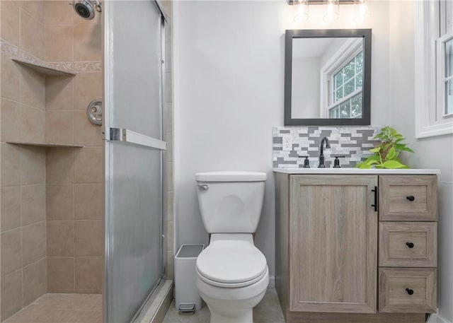 1415 Ashwood Cir, Upper St Clair, PA 15241 - full bathroom with a stall shower, vanity, and backsplash