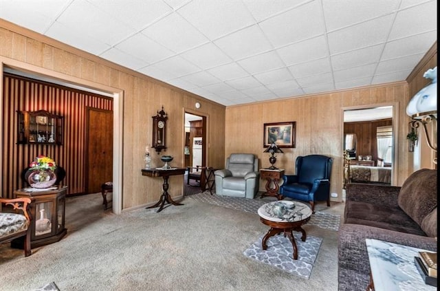 334 E State St, Sharon, PA 16146 - living area featuring carpet floors and wood walls