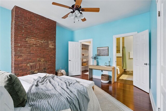 2315 Jane St, South Side, PA 15203 - bedroom featuring wood finished floors, ensuite bath, and a ceiling fan