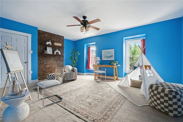 2315 Jane St, South Side, PA 15203 - living area with a ceiling fan and baseboards