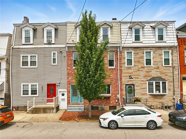 2315 Jane St, South Side, PA 15203 - view of property featuring mansard roof and a chimney