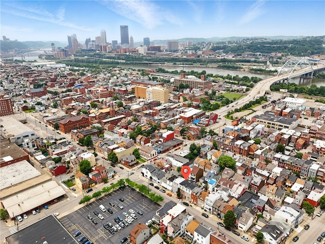 2315 Jane St, South Side, PA 15203 - aerial overview of property's location with a notable bridge and a nearby body of water