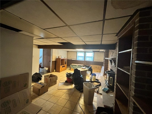 105 Fern Way, Glassport, PA 15045 - below grade area with light tile patterned flooring and a paneled ceiling