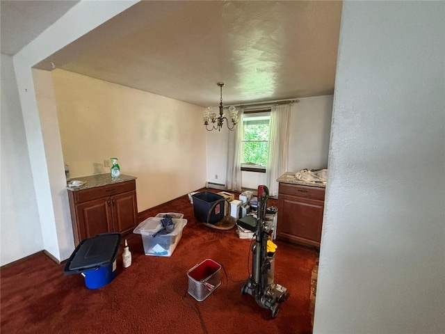 105 Fern Way, Glassport, PA 15045 - dining room with a chandelier and dark carpet