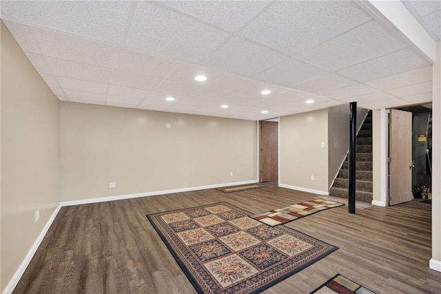 914 E Smithfield St, Elizabeth Twp/Boro, PA 15135 - finished basement featuring wood finished floors, stairway, a paneled ceiling, and recessed lighting