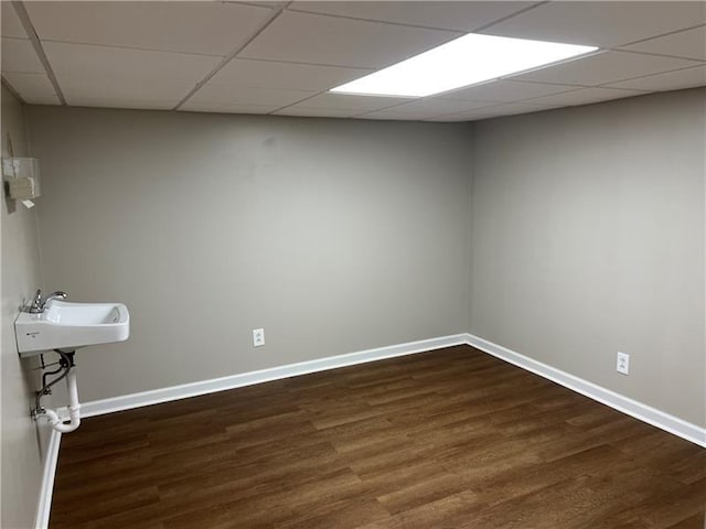 2201 Wilmington Rd, Neshannock Twp, PA 16105 - empty room featuring dark wood-type flooring and a paneled ceiling