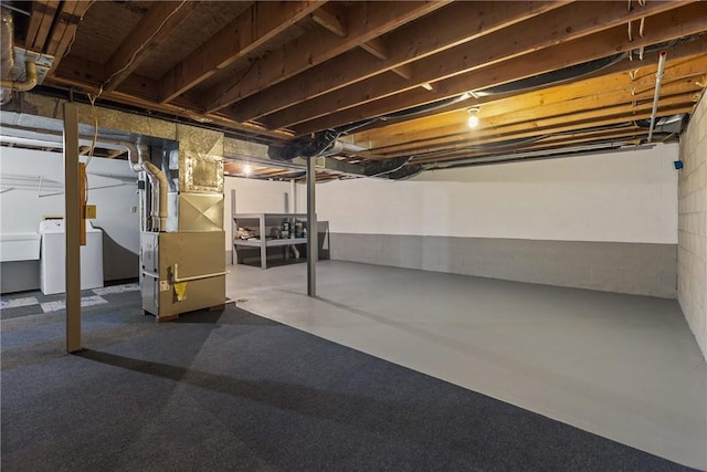 4 Pleasant Grove Dr, Patterson Heights, PA 15010 - unfinished basement featuring washer / dryer and heating unit