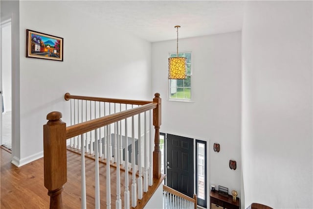 317 Shady Glen Dr, Moon/Crescent Twp, PA 15108 - stairs with wood finished floors and baseboards