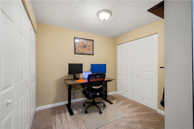 317 Shady Glen Dr, Moon/Crescent Twp, PA 15108 - carpeted home office with a textured ceiling and baseboards