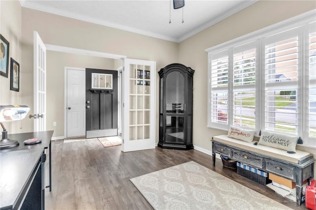201 Millstream Ln, Zelienople Boro, PA 16063 - entryway featuring french doors, wood finished floors, and crown molding