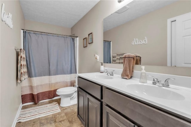 201 Millstream Ln, Zelienople Boro, PA 16063 - full bathroom with double vanity, a shower with shower curtain, and a textured ceiling