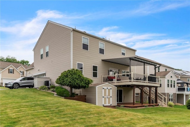 201 Millstream Ln, Zelienople Boro, PA 16063 - rear view of house featuring a wooden deck, stairs, a yard, and a garage