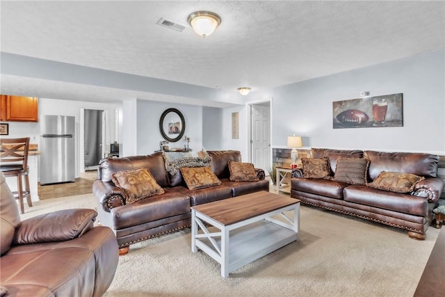 201 Millstream Ln, Zelienople Boro, PA 16063 - living room with light carpet and a textured ceiling