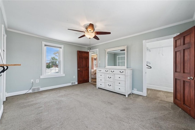 323 Fairmont St, Latrobe, PA 15650 - unfurnished bedroom with ornamental molding, carpet, and a ceiling fan
