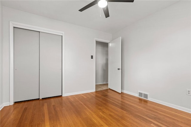 5311 Clearview Ave, Hopewell Twp Bea, PA 15001 - unfurnished bedroom featuring light wood finished floors, a closet, and ceiling fan