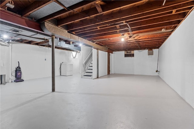 5311 Clearview Ave, Hopewell Twp Bea, PA 15001 - unfinished basement with washer / clothes dryer and stairs