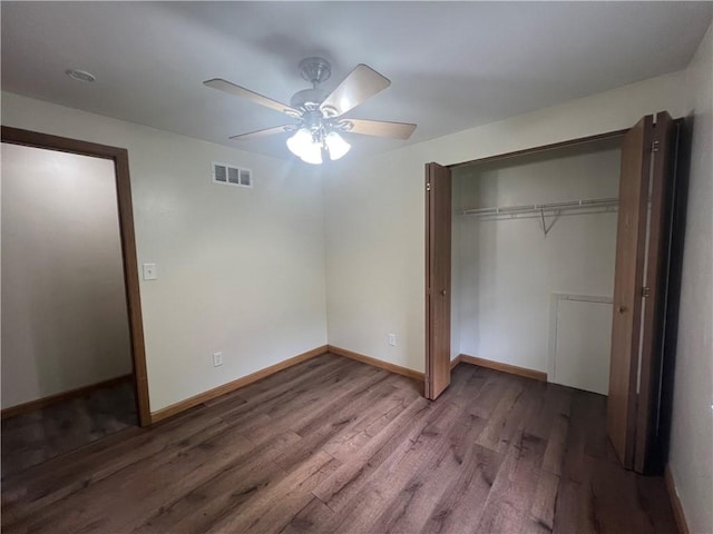 742 King St, Mckeesport, PA 15132 - unfurnished bedroom with wood finished floors, a closet, and a ceiling fan