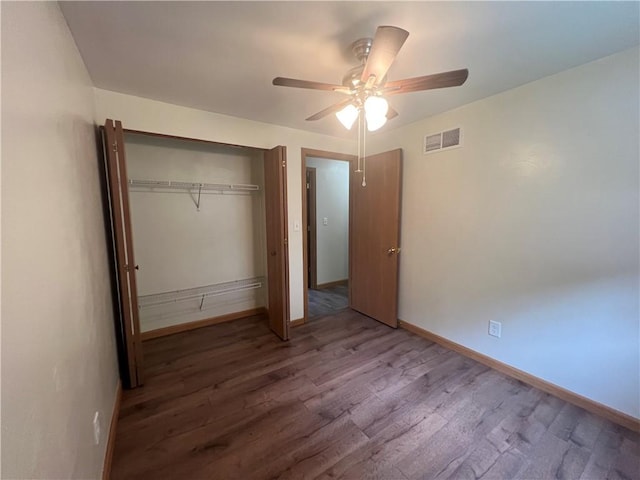 742 King St, Mckeesport, PA 15132 - unfurnished bedroom with wood finished floors, a closet, and ceiling fan