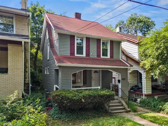 430 Lamar Ave, Regent Square, PA 15221 - view of front of home with a chimney and covered porch