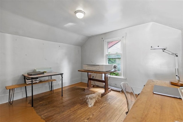 430 Lamar Ave, Regent Square, PA 15221 - home office featuring lofted ceiling and hardwood / wood-style floors