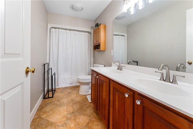 1002 Sunset Way, Menallen Twp, PA 15401 - full bathroom with double vanity, a shower with curtain, and tile patterned floors